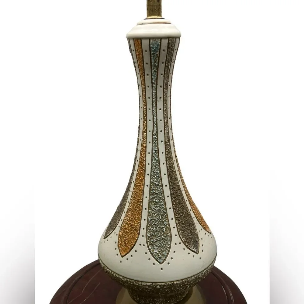 Vintage 1960s Mid-Century Modern Atomic Ceramic Genie Bottle Table Lamp